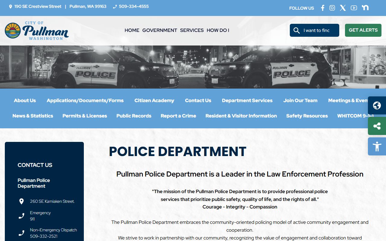 Pullman busted mugshots and police department records page