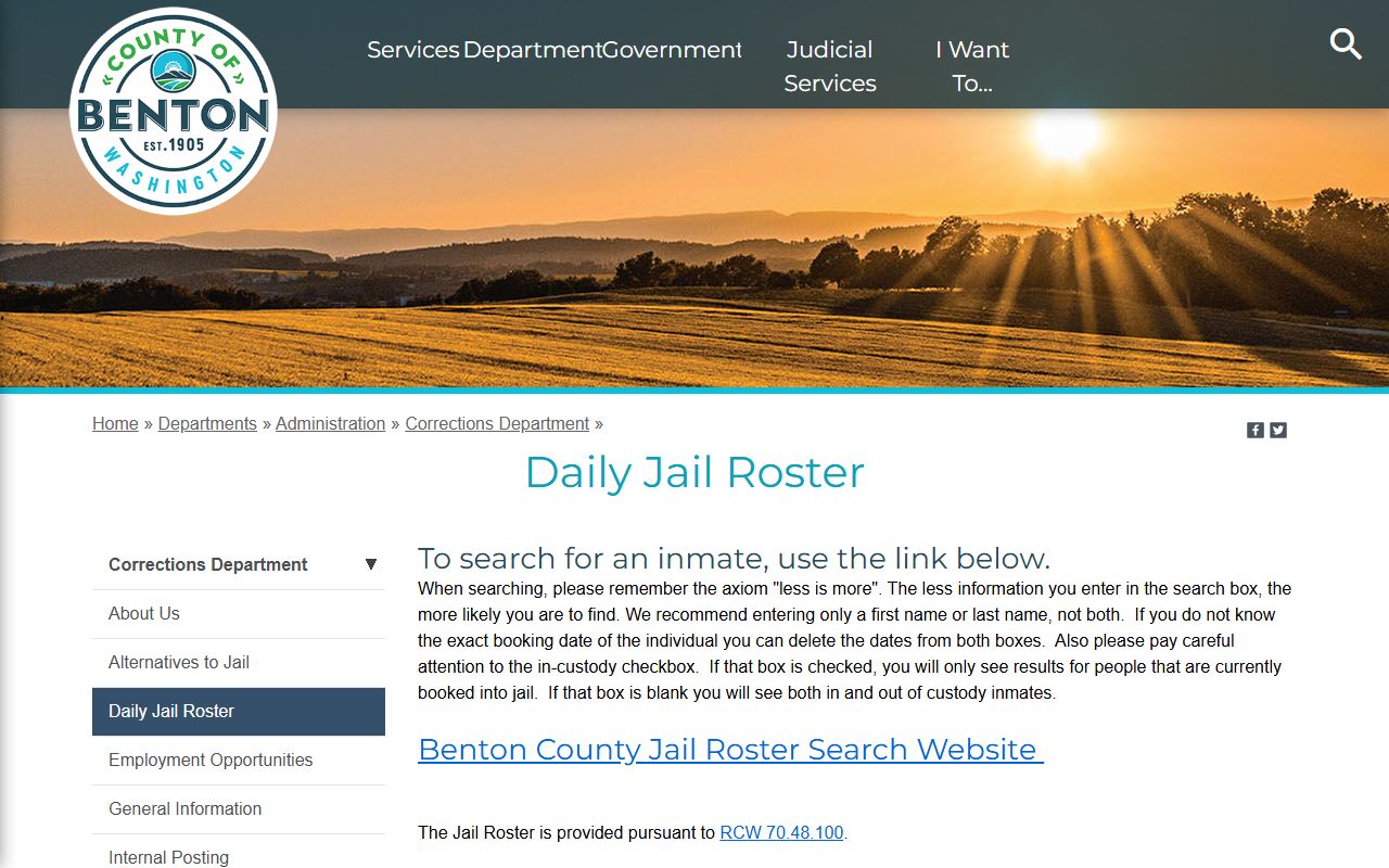 Benton County Washington Busted Mugshots jail page