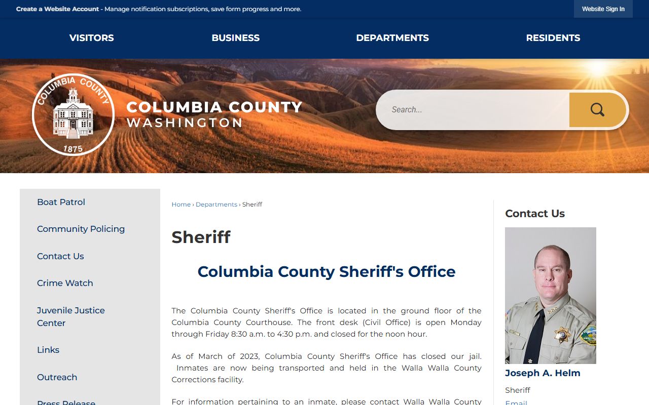 Columbia County Washington Busted Mugshots sheriff page
