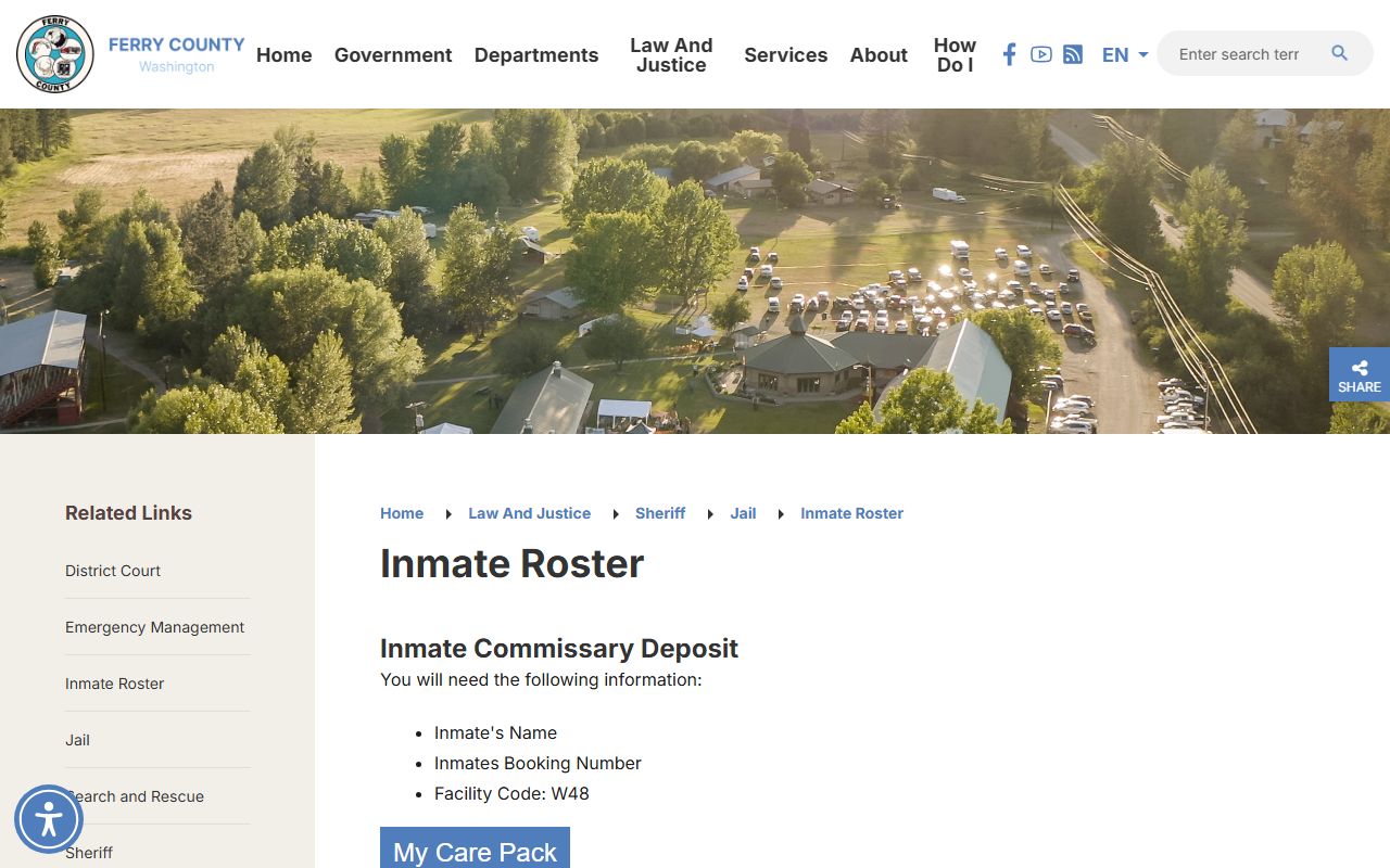 Ferry County Washington Busted Mugshots jail roster search page