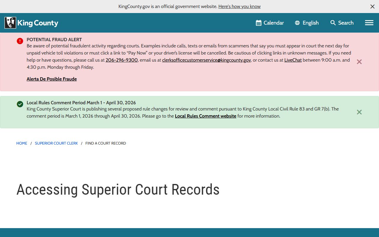 King County court records access for arrest records and mugshots