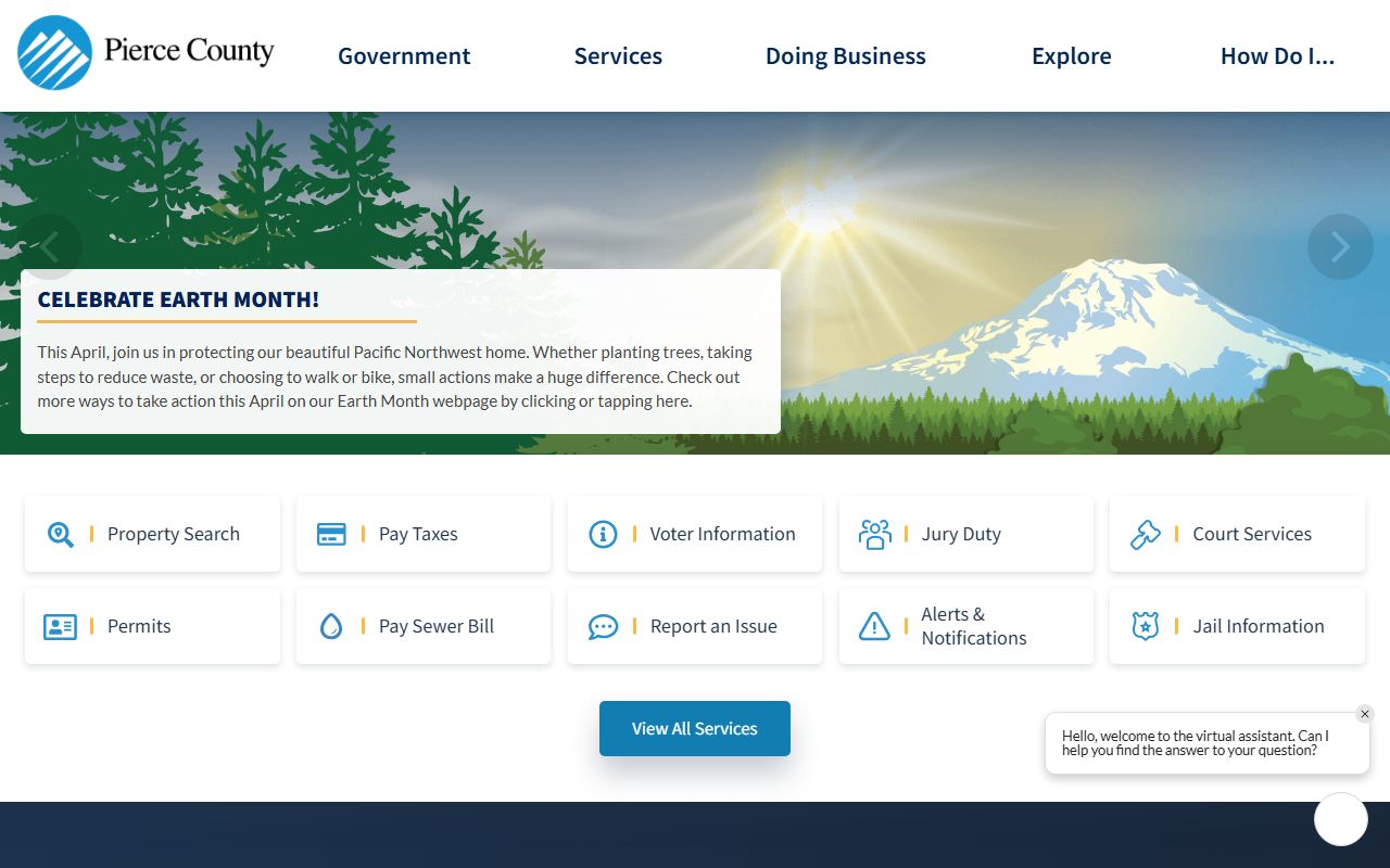 Pierce County homepage arrest records portal