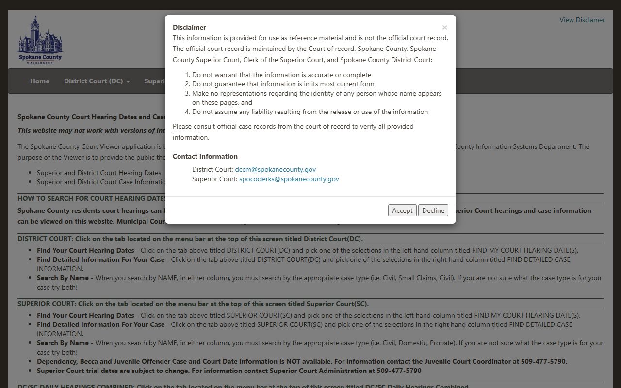 Spokane County court records viewer for busted mugshots and case lookup