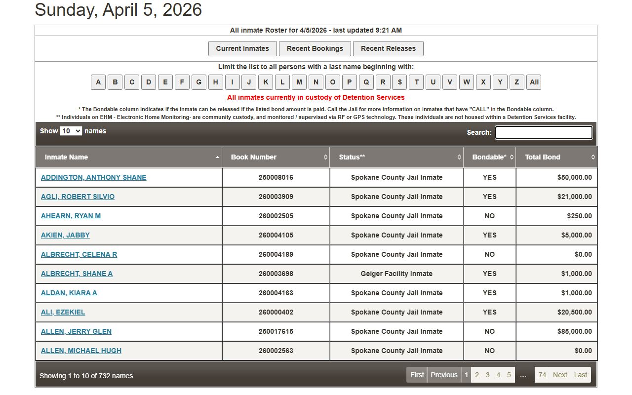 Spokane County jail roster busted mugshots and inmate search page