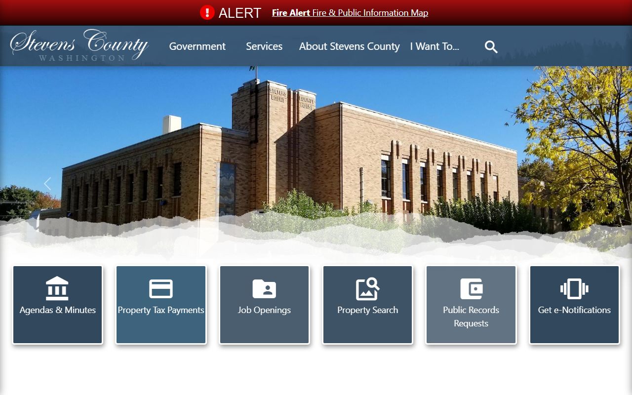Stevens County homepage with links to busted mugshots and inmate roster