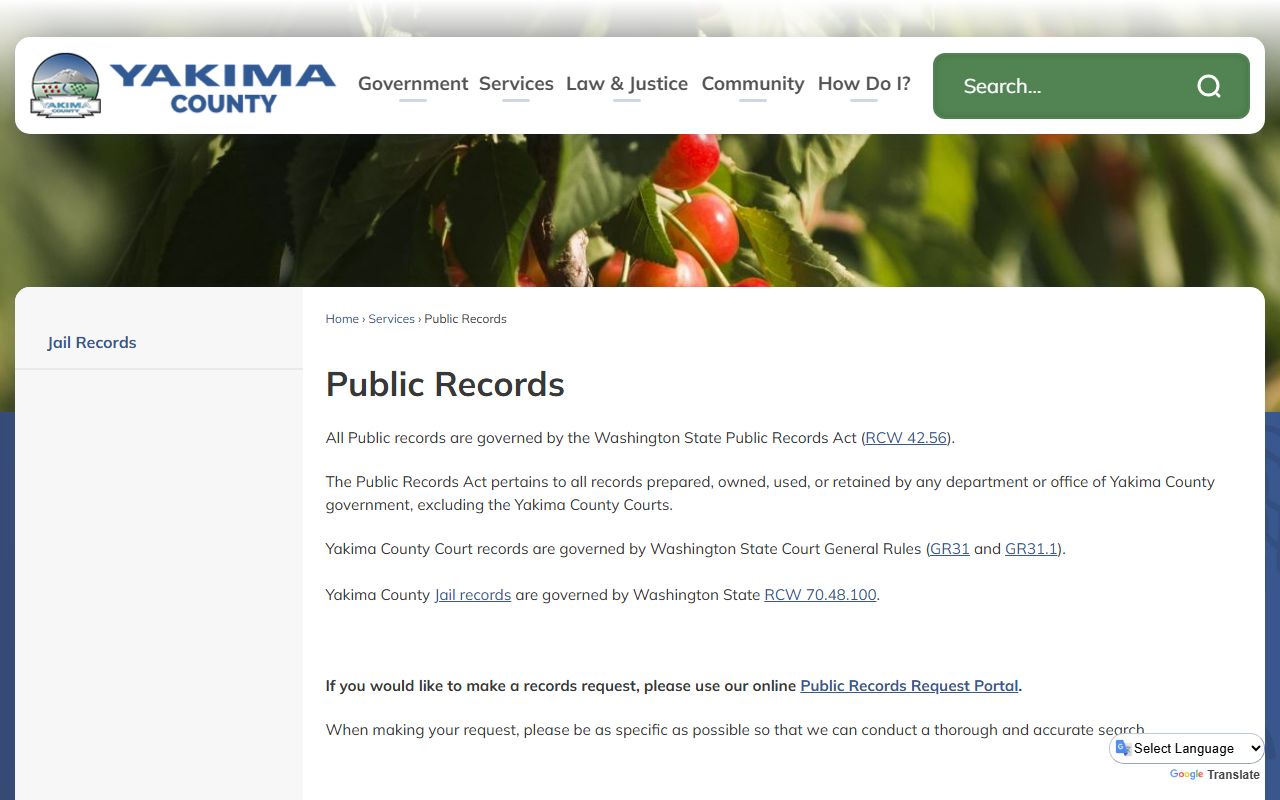 Yakima County Washington Busted Mugshots public records page