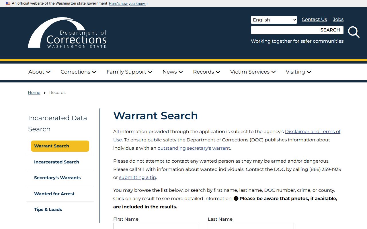 Washington Busted Mugshots DOC warrant search